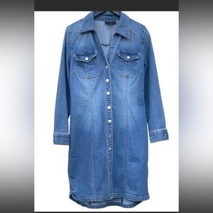 INC Denim Dress Snap Button Midi Size 12